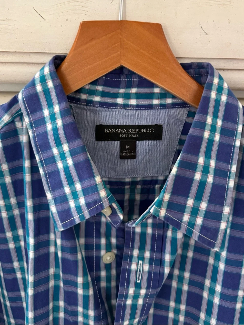 Banana Republic Soft Wash Blue Plaid Button Shirt
